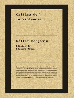 cover image of Crítica de la violencia (NE)